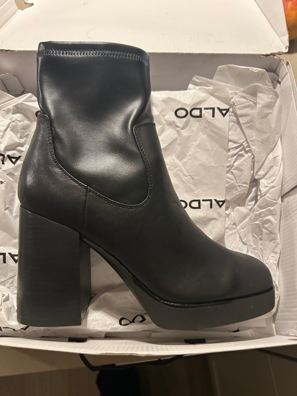 Brand New ALDO Black Platform Ankle Boots – Size 10